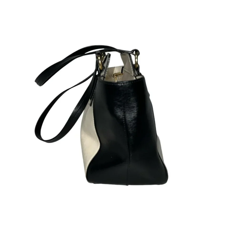 LRL Lauren Ralph Lauren Black and Ivory Handbag Purse Tote - Picture 4 of 8